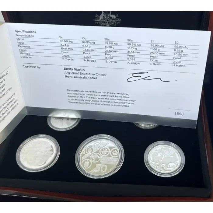 🔥 2026 Six-Coin SILVER PROOF Year Set 60th Anniversary Decimal RAM 🔥