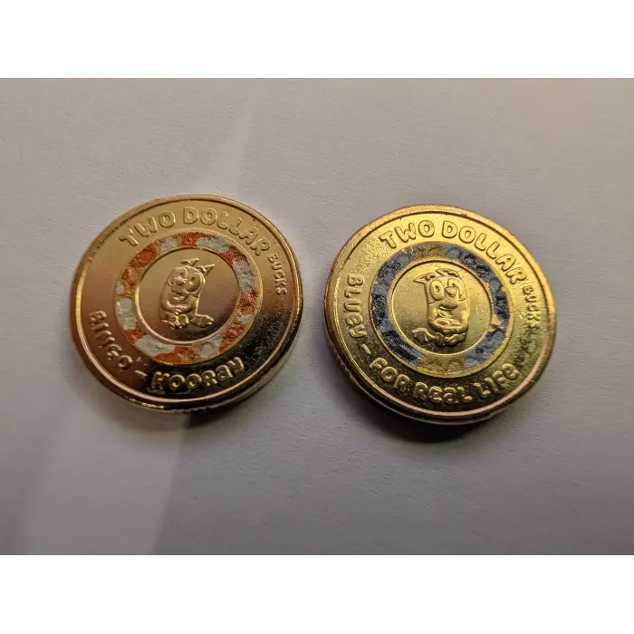 2026 $2 Bluey & Bingo Coloured Coins Set Till Design 2x Coins