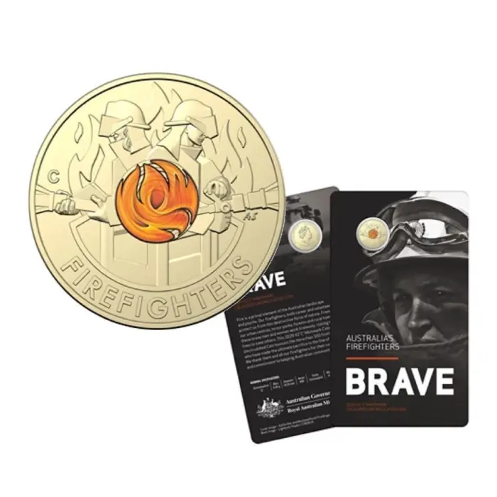 RAM  $2 2020 Firefighters 'C' Mintmark collectable colour coin on card 40,000 mintage