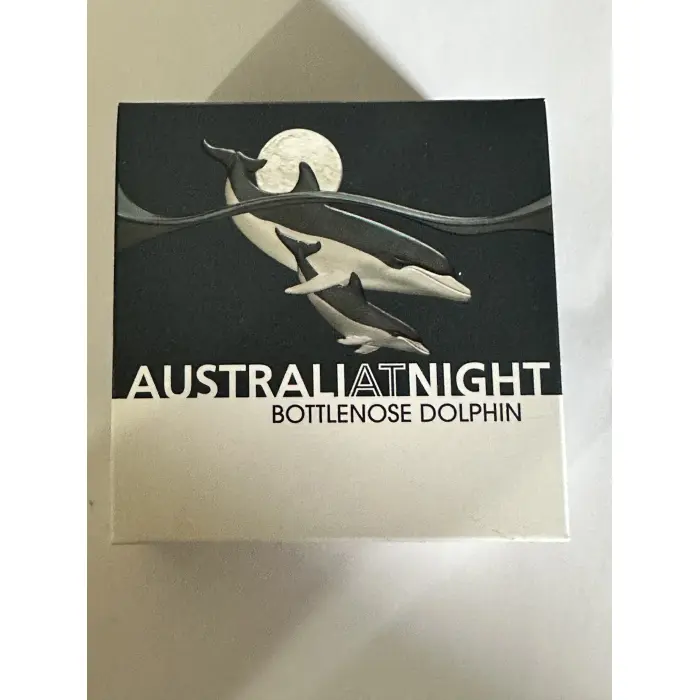 2025 1oz Silver Black Proof Aust at Night - Bottlenose dolphin