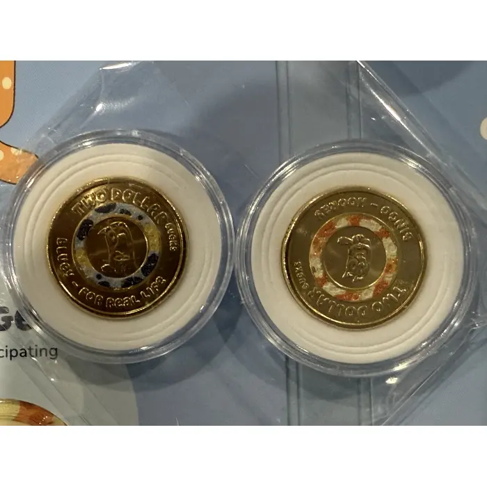 COLOURED SLEEPYTIME - 2026 Bluey $2 UNC Collector Folder + 2 coloured till coins