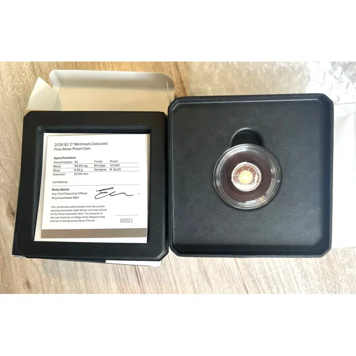 2026 DAWN SERVICE - $2 'C' Mintmark Coloured Silver Proof -  COA  #2221