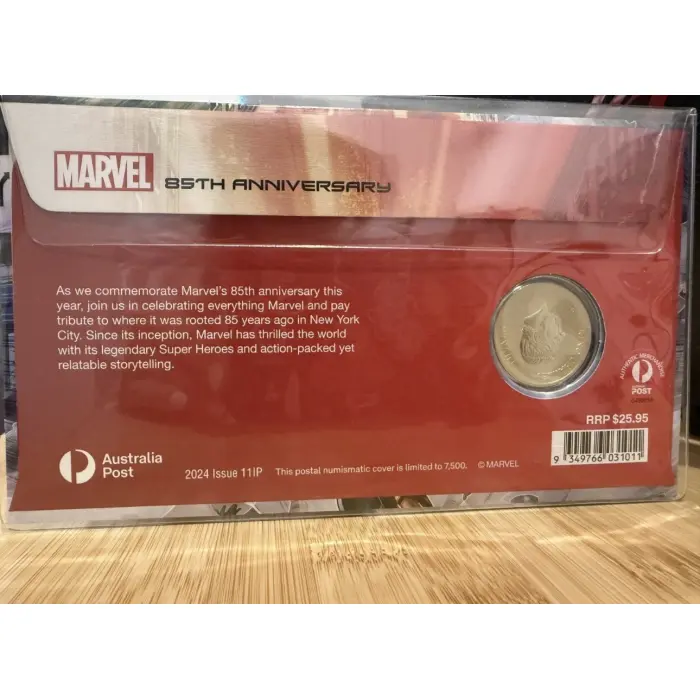 2024 Australia Marvel 85th Anniversary $1 Dollar Coloured Coin & Stamp & PNC