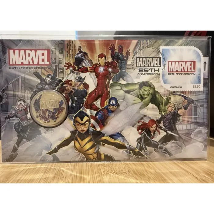 2024 Australia Marvel 85th Anniversary $1 Dollar Coloured Coin & Stamp & PNC