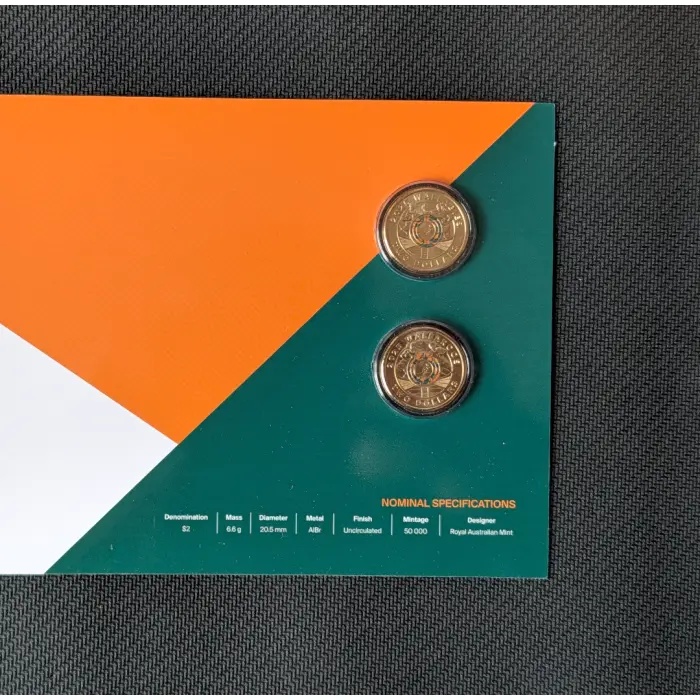 2025 Wallabies and Wallaroos $2 Coloured Uncirculated Carded Set
