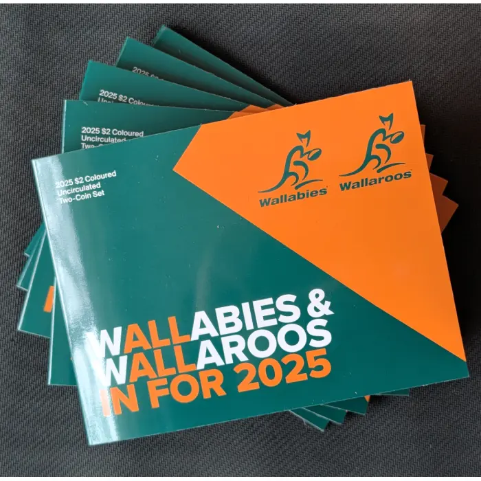 2025 Wallabies and Wallaroos $2 Coloured Uncirculated Carded Set