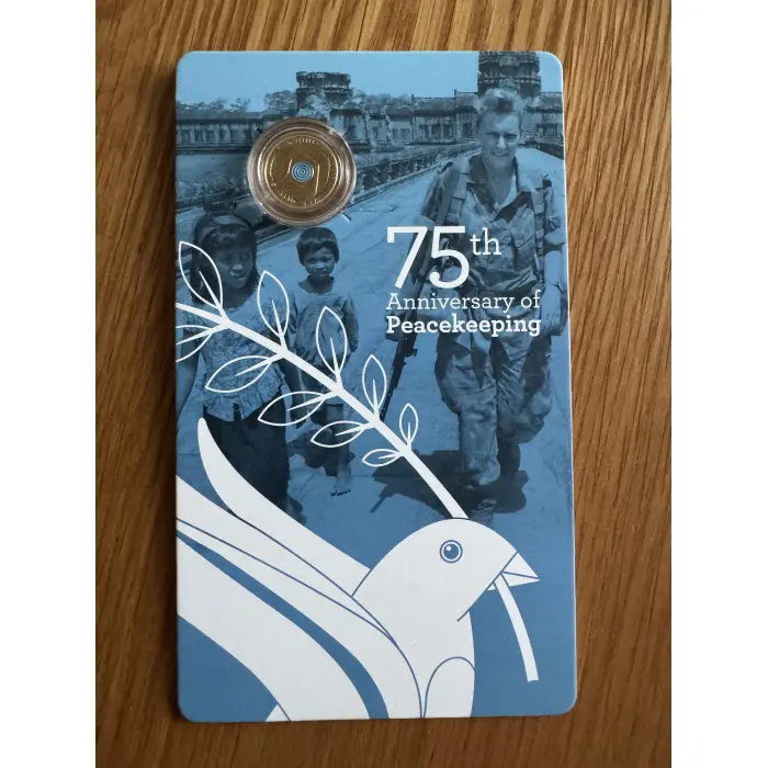 2022 $2 75th ANNIVERSARY OF PEACEKEEPING C MINT UNC RAM CARDED ON COIN