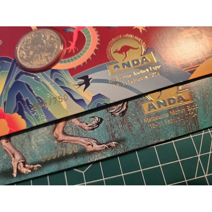 2024 Melbourne money expo ANDA overprint pnc matching no's yr dragon, dinosaurs 