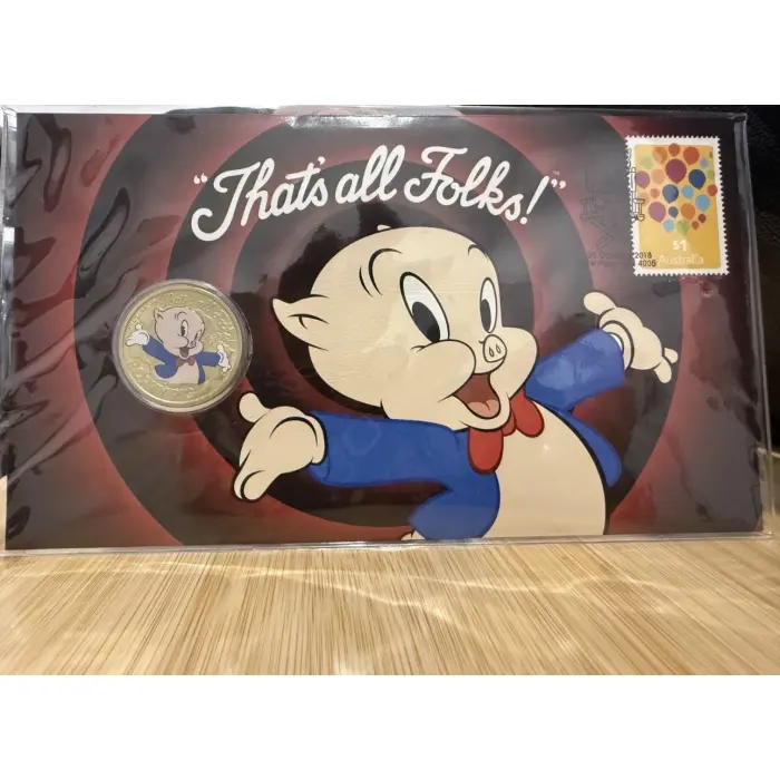2018 Porky Pig Thats all Folks Looney Tunes Australia Post PNC $1 One Dollar NEW