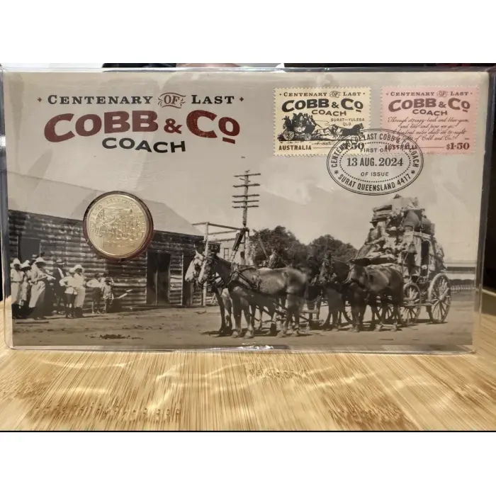 2024 $1 Centenary of Cobb & Co's Last Coach Passenger Service UNC Coin Stamp PNC