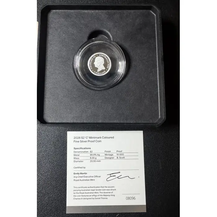 2026 $2 Dawn Service ‘C’ Mintmark  Silver Proof Coin and $2 C-Mint on Card
