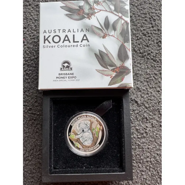 2021 1OZ SILVER COLOURED COIN - AUSTRALIAN KOALA - ANDA BRISBANE MONEY EXPO
