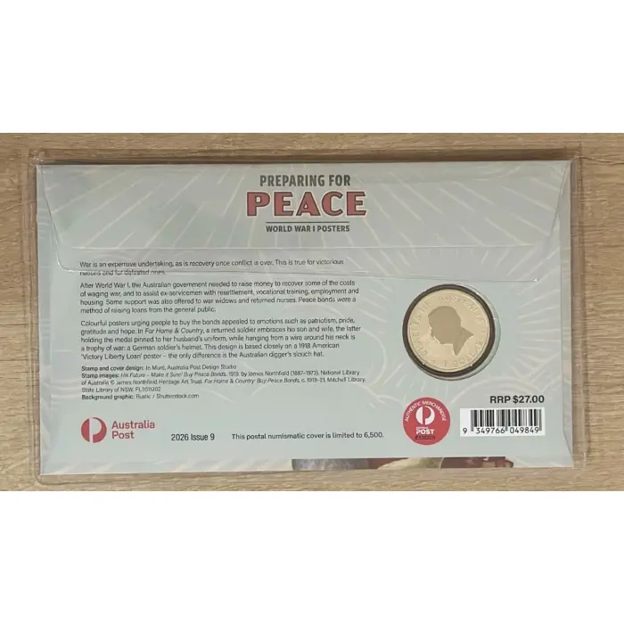 2026 Australia PNC ANZAC Day Preparing for Peace World War I Posters $1 Coin