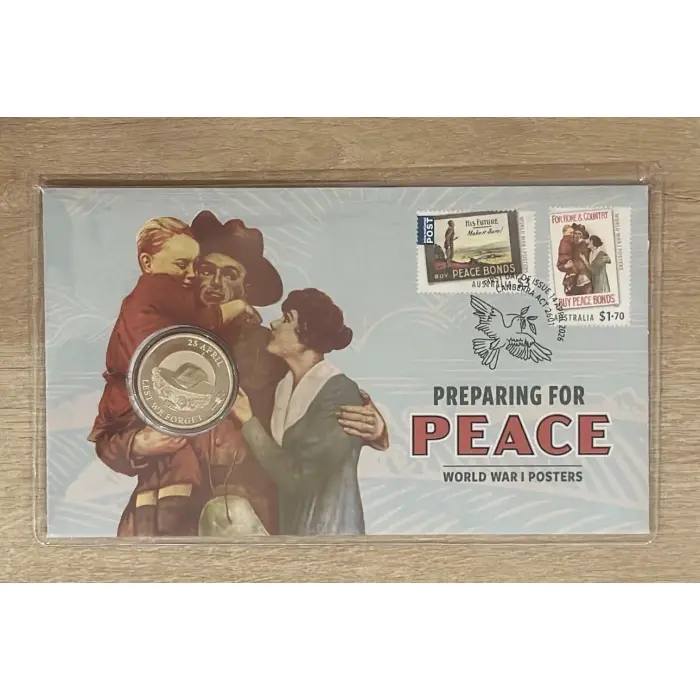 2026 Australia PNC ANZAC Day Preparing for Peace World War I Posters $1 Coin