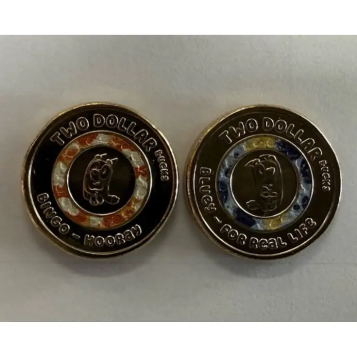 2026 $2 Bluey Unopened Tube/Folder set INCLUDES 2 x TILL COINS 