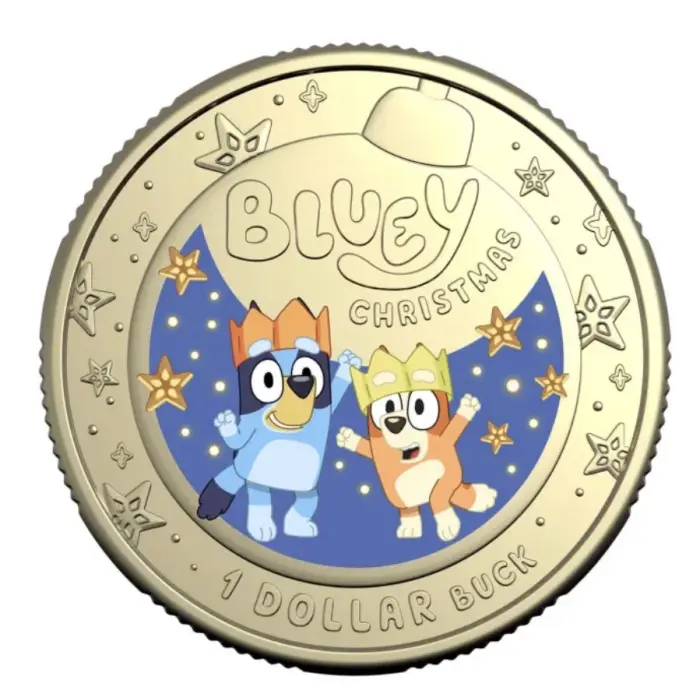 Bluey $1 Christmas coin uncirculated on card 2025 one colour dollar coin