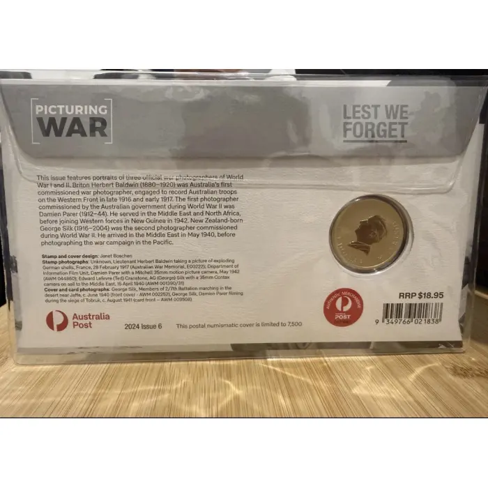 2024 Australia, Picturing War Lest We Forget Anzac Day $1 Coin and Stamps PNC