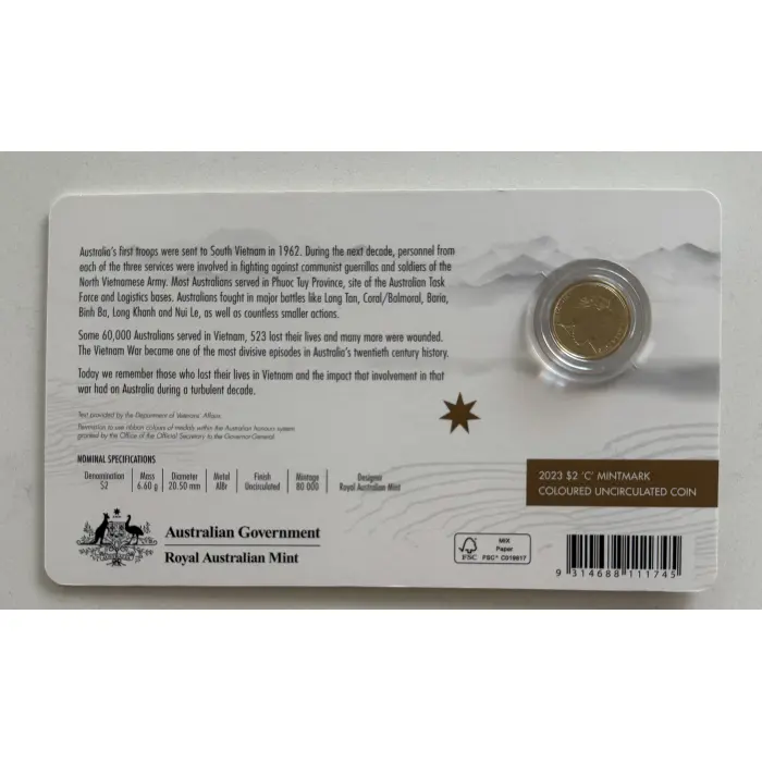 2023 $2 ‘C’ Mintmark Vietnam Carded Coin