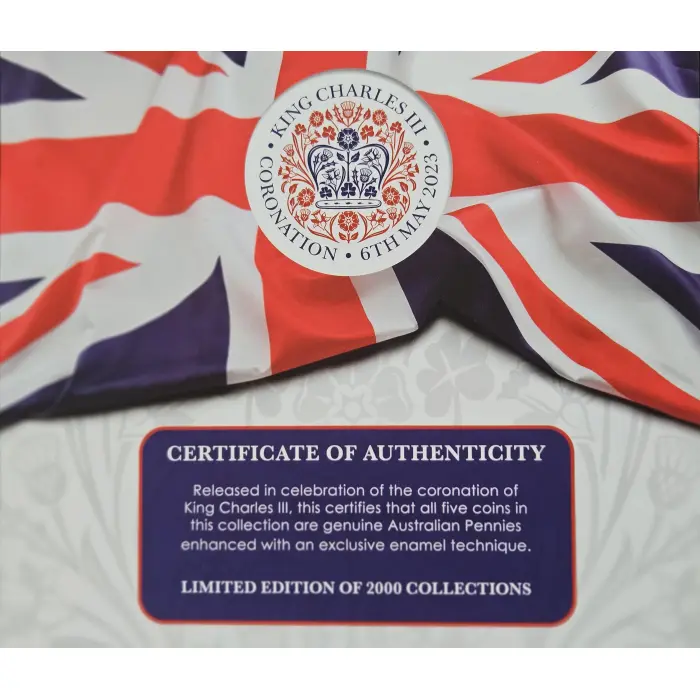 👑 House of Windsor - Enamel Australian Penny 5-Coin Collection