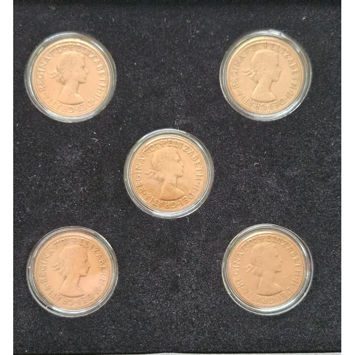 👑 House of Windsor - Enamel Australian Penny 5-Coin Collection