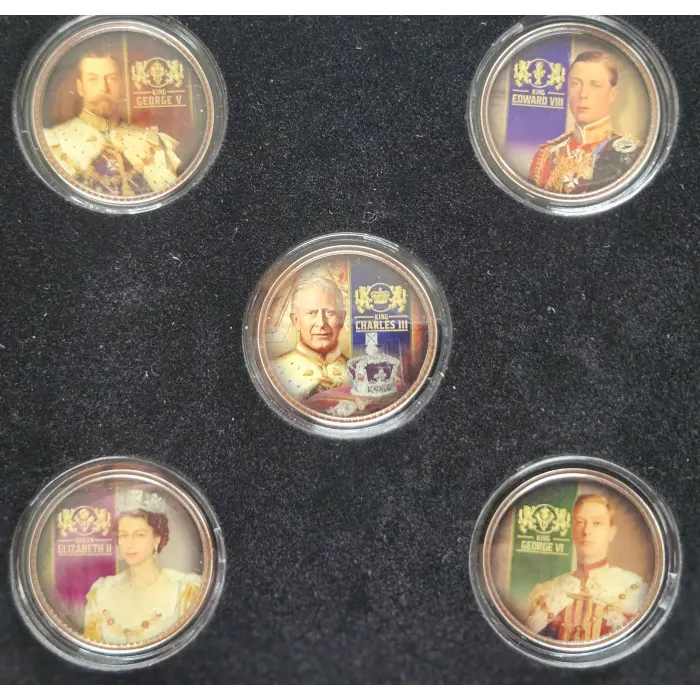 👑 House of Windsor - Enamel Australian Penny 5-Coin Collection