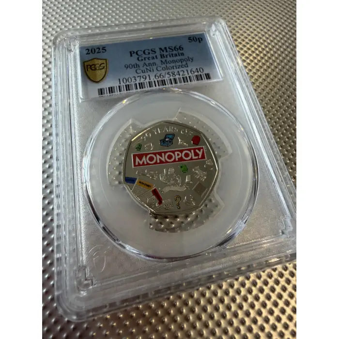 2025 50p Monopoly 90th MS66 NGC Britain Fifty Pence Colourised