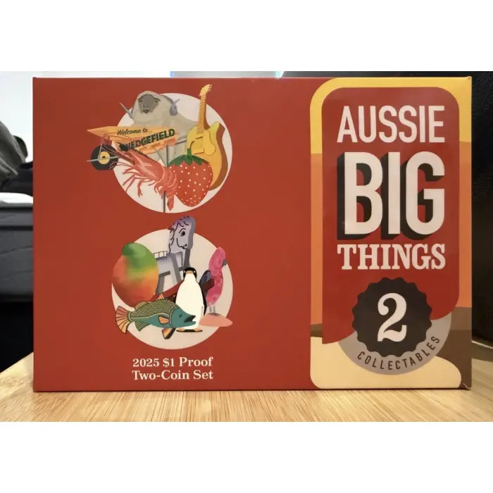 Aussie Big Things 2 Proof Coins 2025 Box Set Australia $1 One Dollar Strawberry
