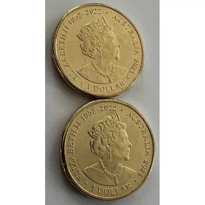 Pair of AFL & AFLW $1 uncirculated coins. 2024. Queen Elizabeth memorial dates