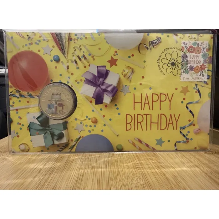 2022 Australia PNC - Happy Birthday - Perth Mint $1 Coloured Coin