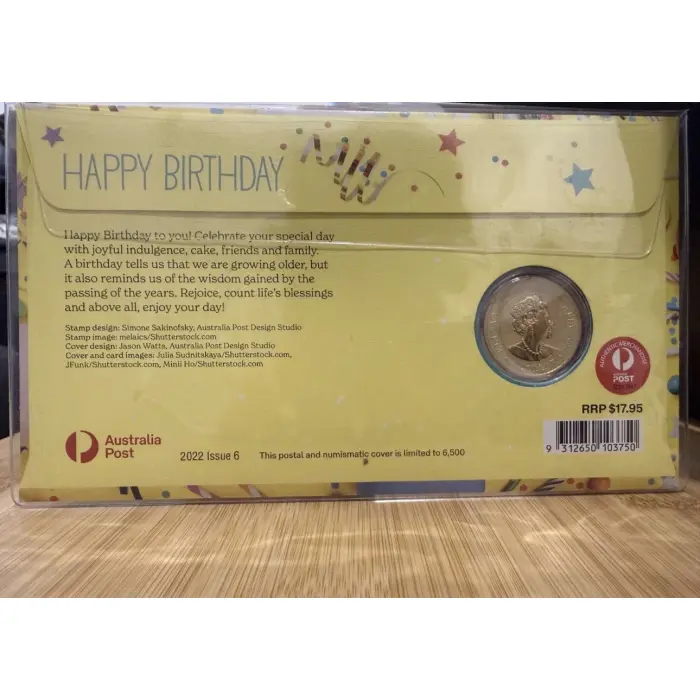 2022 Australia PNC - Happy Birthday - Perth Mint $1 Coloured Coin