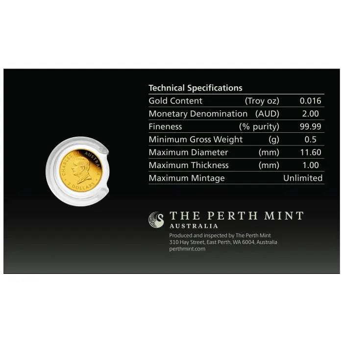 Australia Kangaroo 2026 $2 Mini Roo 0.5g Gold Proof Coin in Card