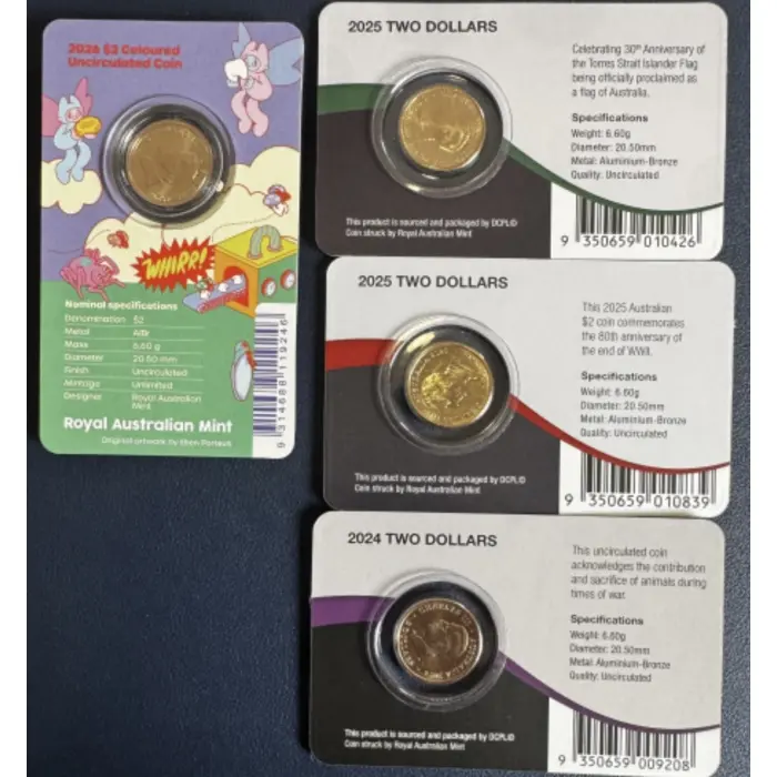 4 X $2 CARDS 2026 TOOTH FAIRY 2025 POPPY WREATH 2024 PURPLE POPPY 2025 TSI FLAG