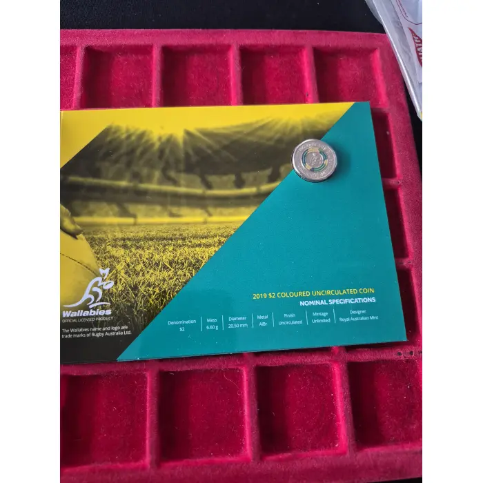2019 $2 WALLABIES COLOURED COIN 