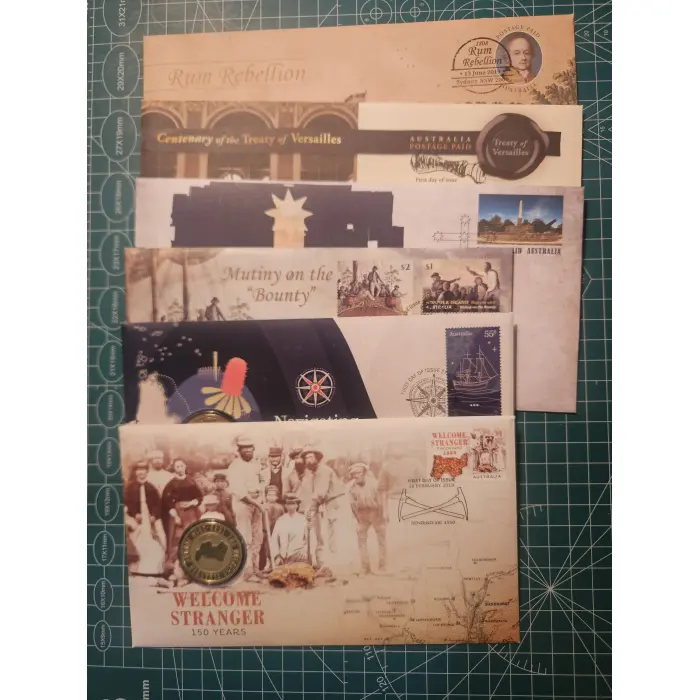 Bundle of 6 history pnc's, welcome stranger, rum rebellion, eureka etc