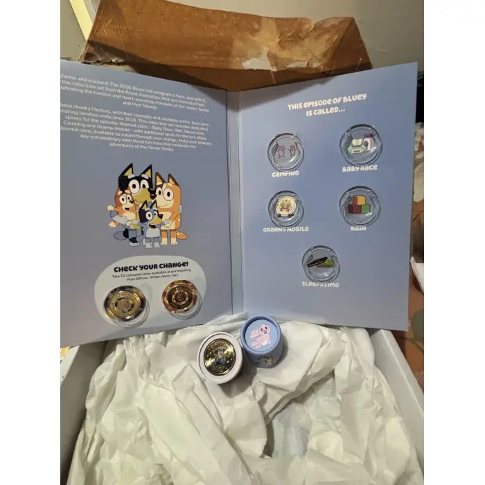 2026 $2 Bluey 'Sleepytime' Coin in Tube & Folder plus 2 till coins
