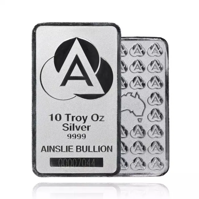 Ainslie Bullion 10oz Silver Bar — .9995 Fine Silver