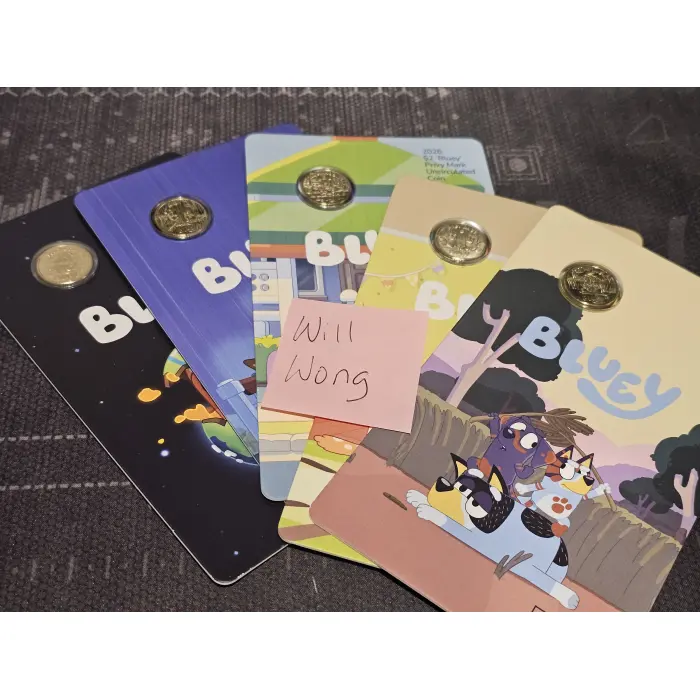 2026 $2 Bluey Carded Coin Set with ‘Privy Mark (5 x Carded Coins)
