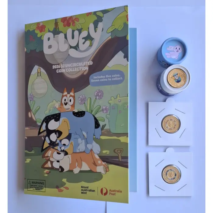 2026 $2 Bluey RARE 'Sleepytime' coin with Tube + Folder + Till Coins