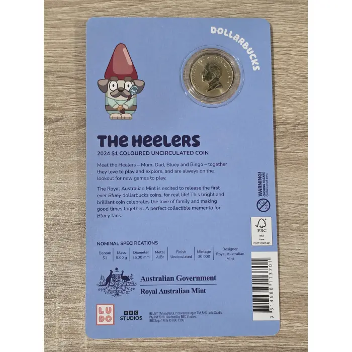 2024 $1 AlBr Coloured Uncirculated Carded Coin - Blue Dollarbucks - THE HEELERS