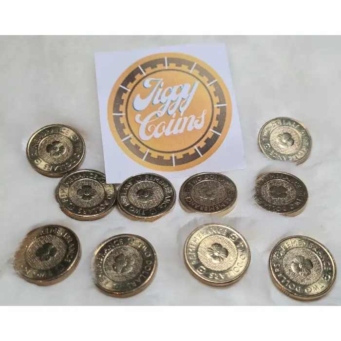 UNC 2012 $2 GOLD POPPY REMEMBRANCE DAY AUSTRALIAN TWO DOLLAR COIN EX BAG / ROLL
