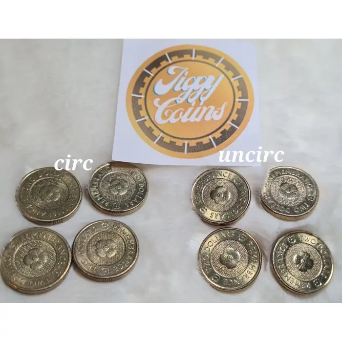 UNC 2012 $2 GOLD POPPY REMEMBRANCE DAY AUSTRALIAN TWO DOLLAR COIN EX BAG / ROLL