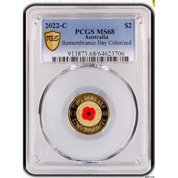2022-C Mint Mark Remembrance $2 Two Dollars Red Poppy PCGS Graded MS68 UNC 
