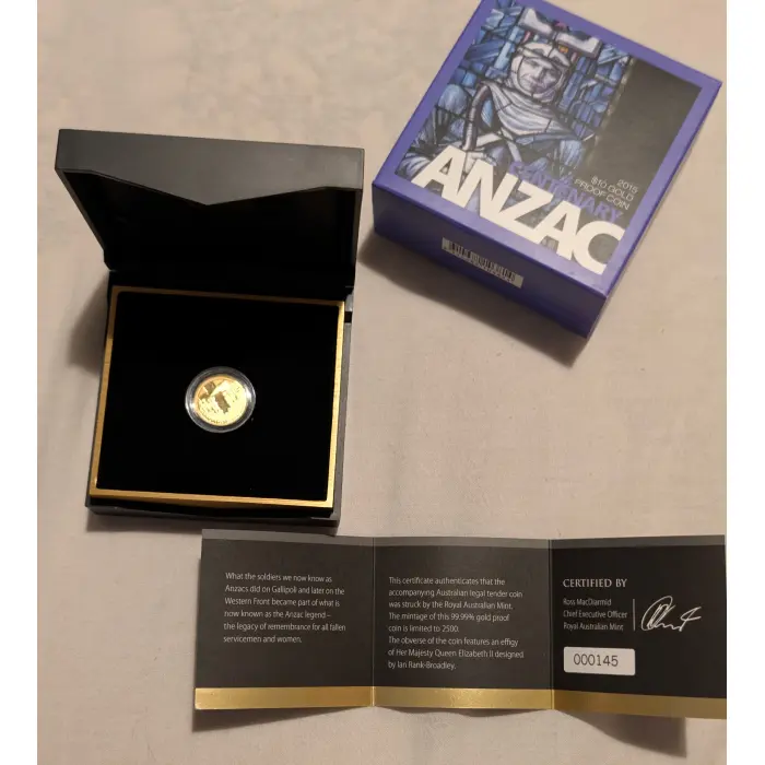 $10 2015 ANZAC Centenary 1/10oz Gold Proof