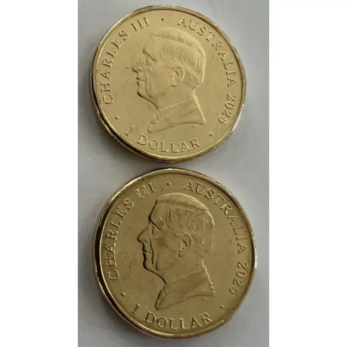 Pair of 2025 King Charles Aussie Big Things 2 $1 uncirculated one dollar coins 