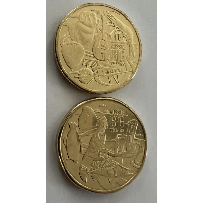 Pair of 2025 King Charles Aussie Big Things 2 $1 uncirculated one dollar coins 