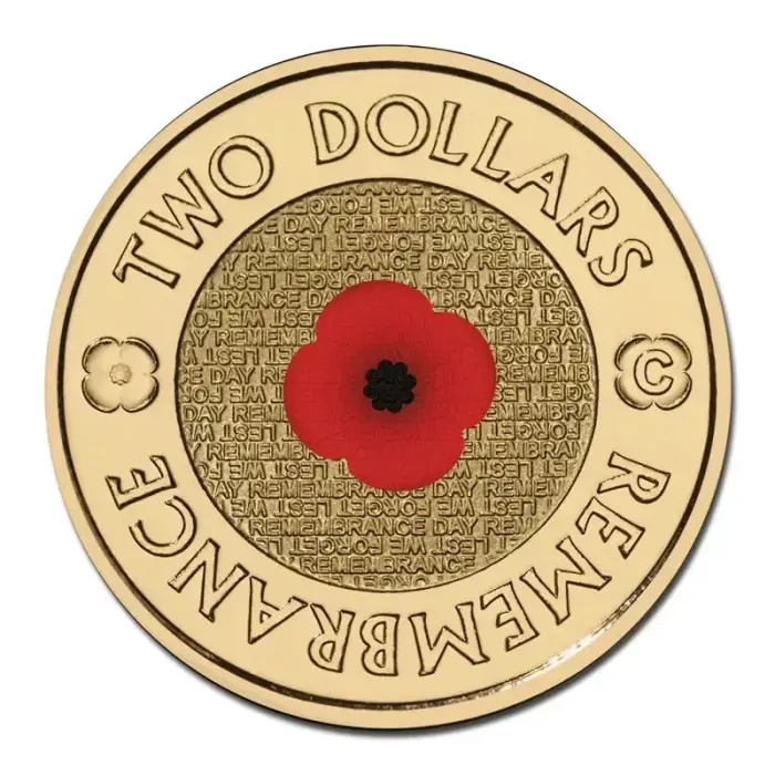 2012 $2 Remembrance Day 'C' Mintmark "RED POPPY" Coin In Tri Folder UNC-RAM