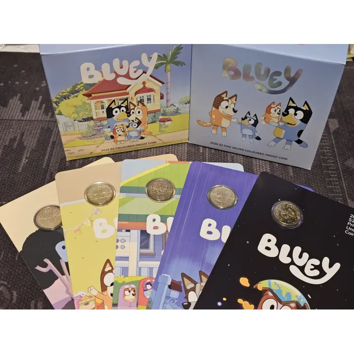 2026 $2 Bluey set with Coloured Proof, Silver Proof and 5 coin privy set