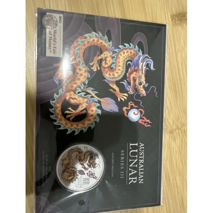 2024 Lunar Series III Year of the Golden Dragon 1oz Silver Coloured Coin in Card