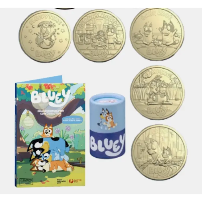 2026  $2  BLUEY COINS AND FOLDER - UNSEALED OPEN TUBE