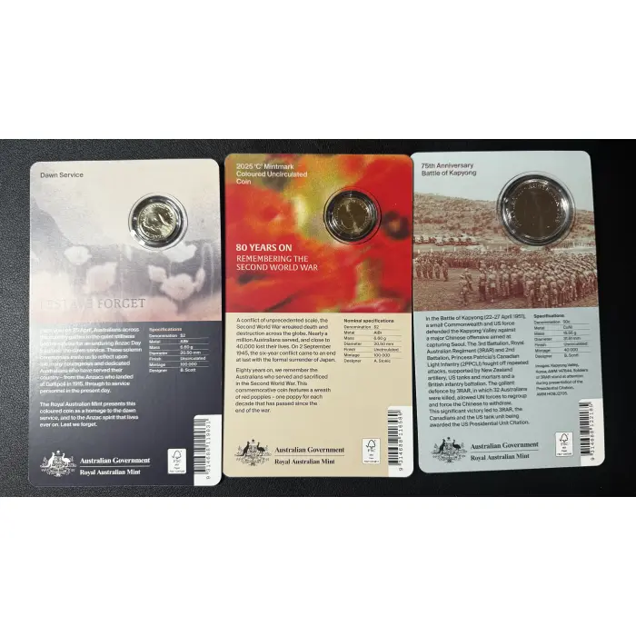 2026 $2 Dawn Service and Poppy Wreath ‘C’ Mintmark + 2026 50c Battle of Kapyong